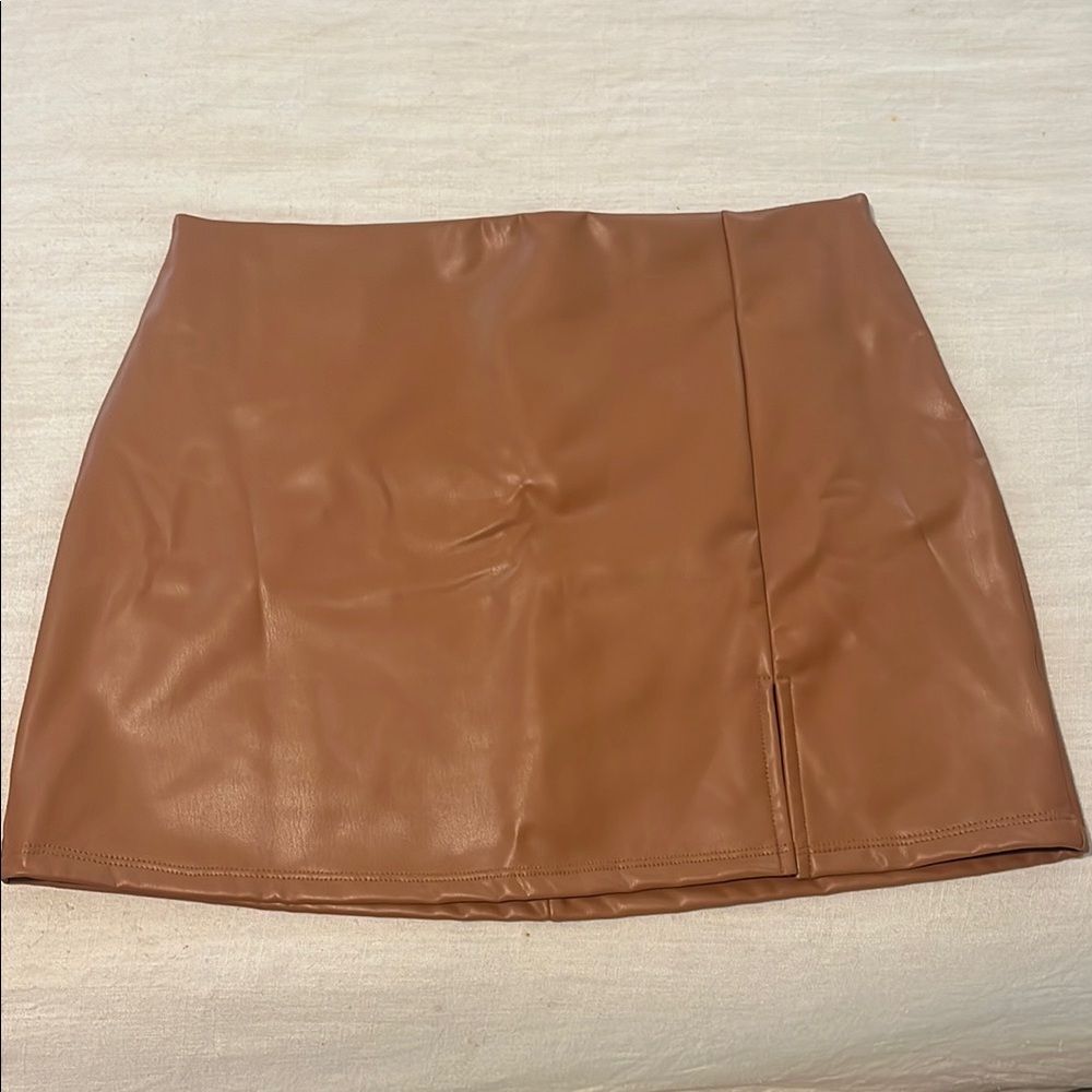 Altar’d State Tan Leather Skirt
Size: M 
Perfect condition, only worn once